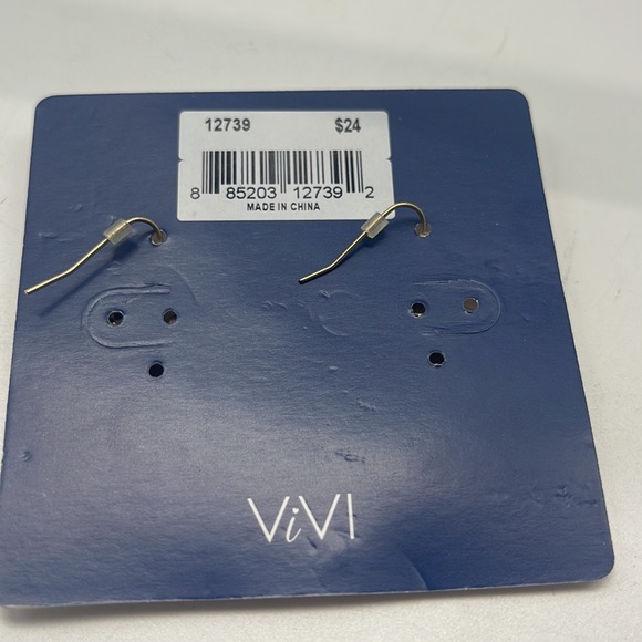 NWT ViVl Antique Gold Ornate Rhinestone Round Earrings - Picture 5 of 5